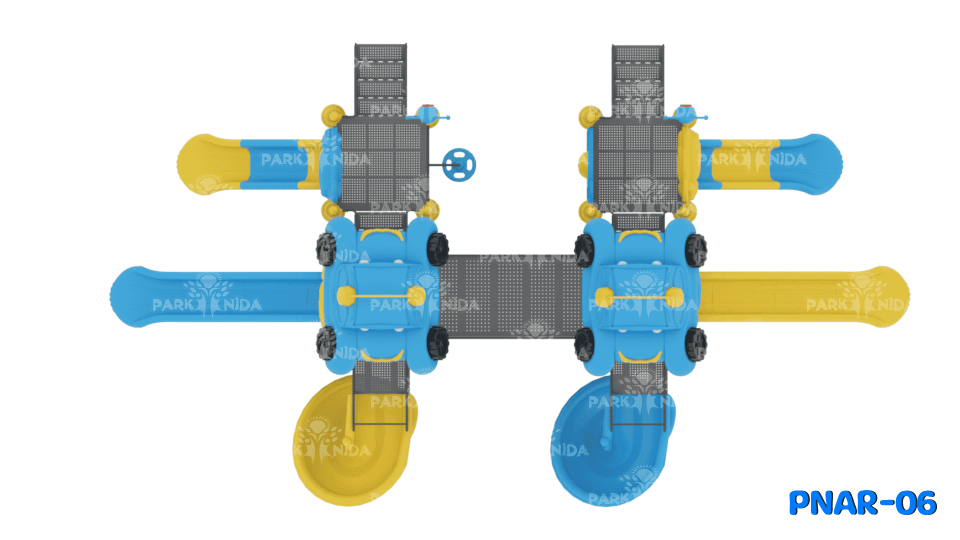 PNAR-06 8-14 Yaş 4 Kuleli 6 Kaydıraklı Araba Temalı Çocuk Oyun Parkı