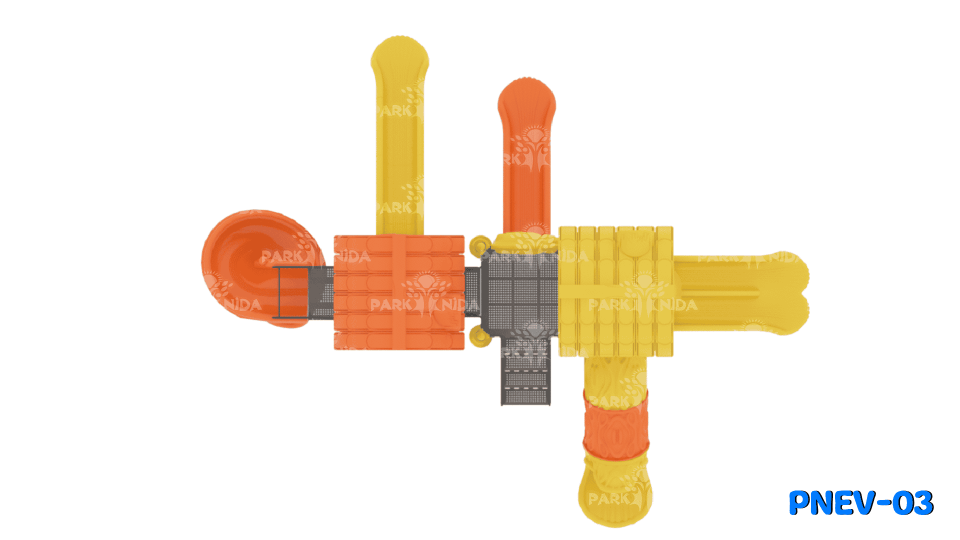 PNEV-03 3-12 Yaş 3 Kuleli 5 Kaydıraklı Ev Temalı Çocuk Oyun Parkı