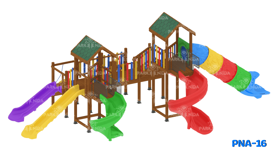 PNA-16 3-12 Yaş 6 Kaydıraklı Ahşap Oyun Parkı